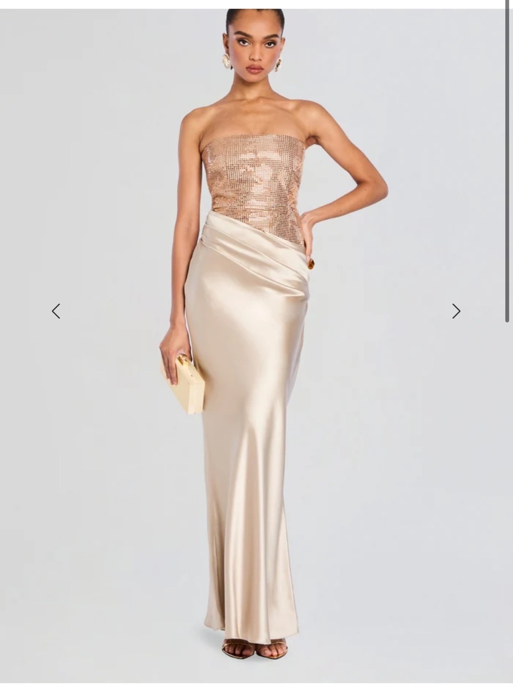 Retrofete Alexandra Strapless Gown in Champagne Gold